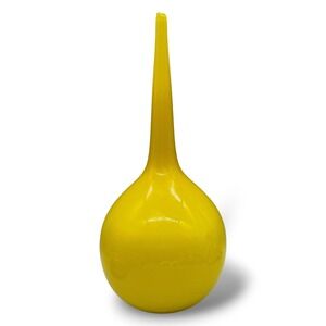 16"Yellow Glass Bud Vase Long‎ Neck Mid Century Modern Style